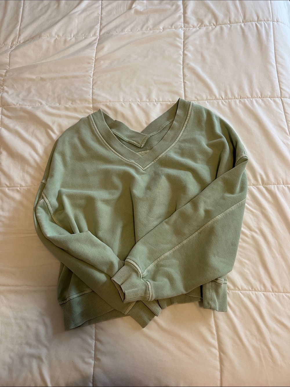 Aerie Sage Green V-Neck Sweater